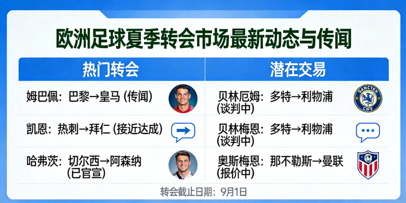 欧洲足球夏季转会市场最新动态与传闻